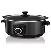 Black Morphy Richards slow cooker on a white background